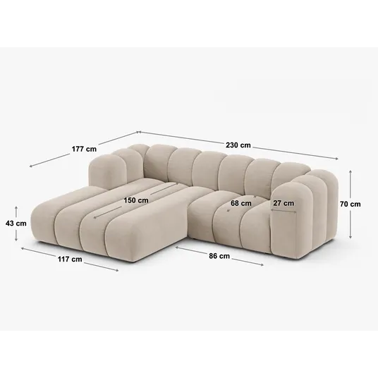 Modular Left Corner Sofa, "Lupine", 4 Seats, 290x177x70, Dark Grey