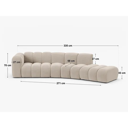 Left Modular Sofa, "Lupine", 5 Seats, 335x166x70, Dark Grey