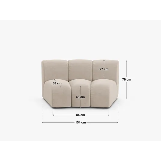 Modul Armless, "Lupine", 1 Seat, 154x95x70, Light Beige