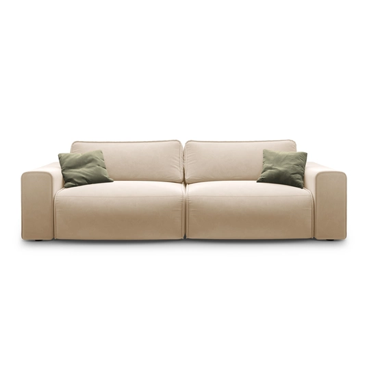 Velvet Sofa With Bed Function And Box, "Victor", 3 Seats, 246x100x83, Nude