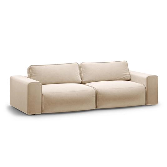 Velvet Sofa With Bed Function And Box, "Victor", 3 Seats, 246x100x83, Nude