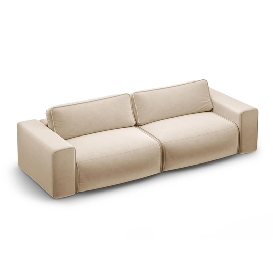 Velvet Sofa With Bed Function And Box, "Victor", 3 Seats, 246x100x83, Nude