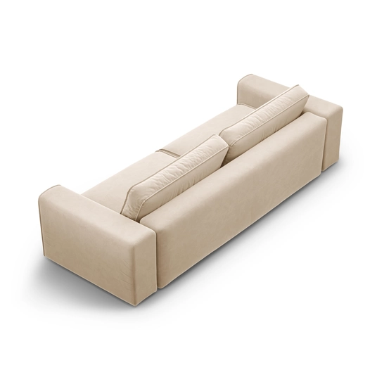 Velvet Sofa With Bed Function And Box, "Victor", 3 Seats, 246x100x83, Nude