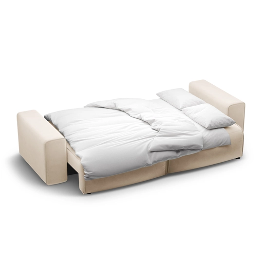 Velvet Sofa With Bed Function And Box, "Victor", 3 Seats, 246x100x83, Nude