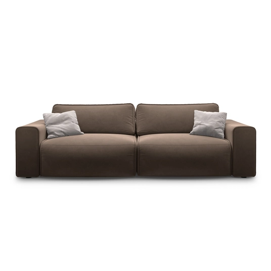 Velvet Sofa With Bed Function And Box, "Victor", 3 Seats, 246x100x83, Chocolate