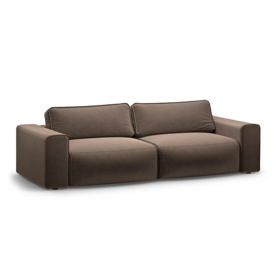 Velvet Sofa With Bed Function And Box, "Victor", 3 Seats, 246x100x83, Chocolate