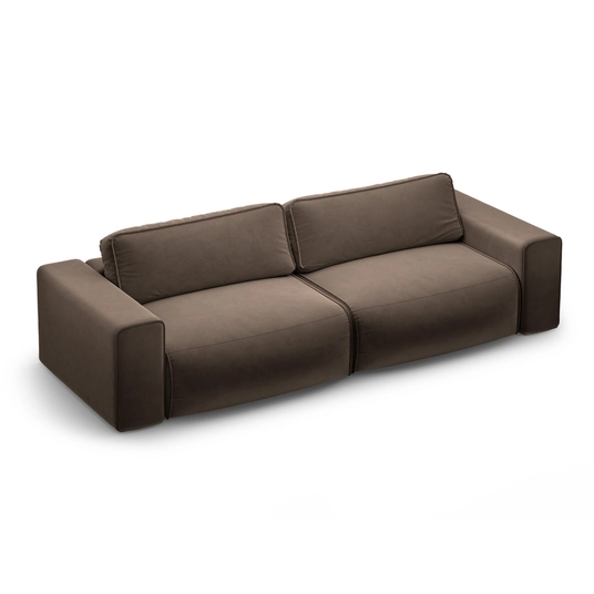Velvet Sofa With Bed Function And Box, "Victor", 3 Seats, 246x100x83, Chocolate
