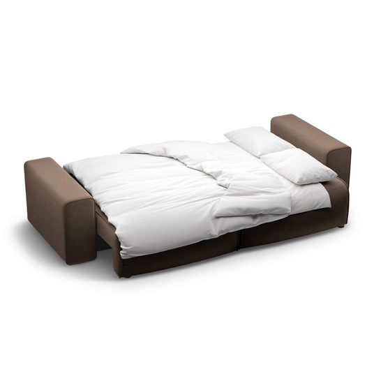Velvet Sofa With Bed Function And Box, "Victor", 3 Seats, 246x100x83, Chocolate