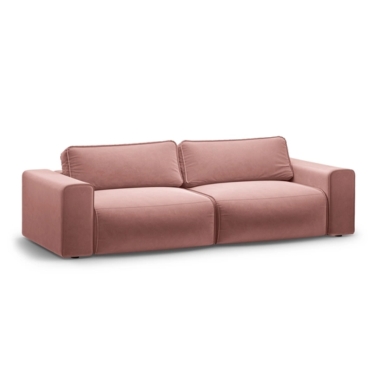 Velvet Sofa With Bed Function And Box, "Victor", 3 Seats, 246x100x83, Pink