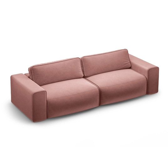 Velvet Sofa With Bed Function And Box, "Victor", 3 Seats, 246x100x83, Pink
