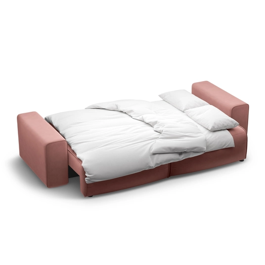 Velvet Sofa With Bed Function And Box, "Victor", 3 Seats, 246x100x83, Pink
