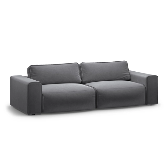 Velvet Sofa With Bed Function And Box, "Victor", 3 Seats, 246x100x83, Dark Blue