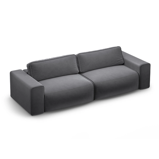Velvet Sofa With Bed Function And Box, "Victor", 3 Seats, 246x100x83, Dark Blue