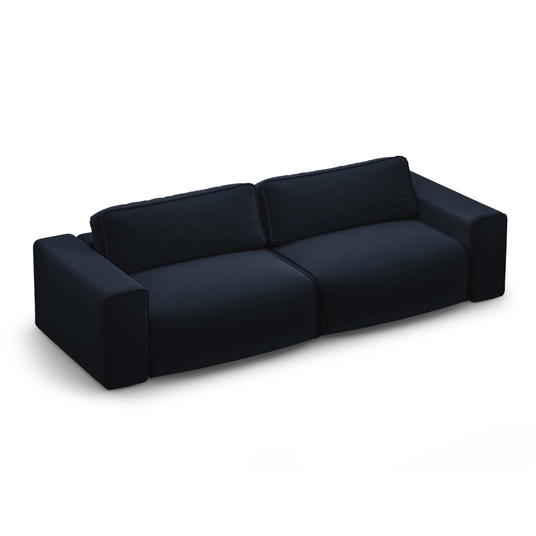 Velvet Sofa With Bed Function And Box, "Victor", 3 Seats, 246x100x83, Blue