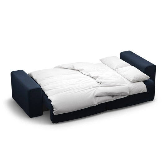 Velvet Sofa With Bed Function And Box, "Victor", 3 Seats, 246x100x83, Blue