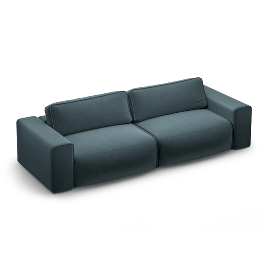 Velvet Sofa With Bed Function And Box, "Victor", 3 Seats, 246x100x83, Grey
