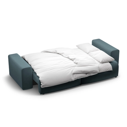 Velvet Sofa With Bed Function And Box, "Victor", 3 Seats, 246x100x83, Grey