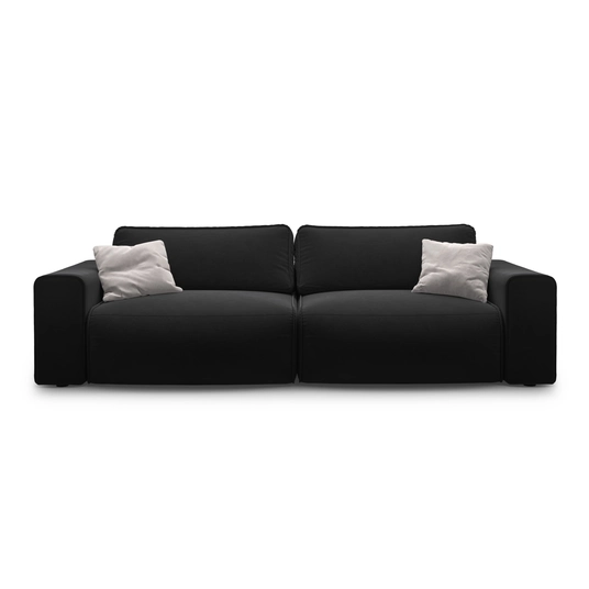 Velvet Sofa With Bed Function And Box, "Victor", 3 Seats, 246x100x83, Black