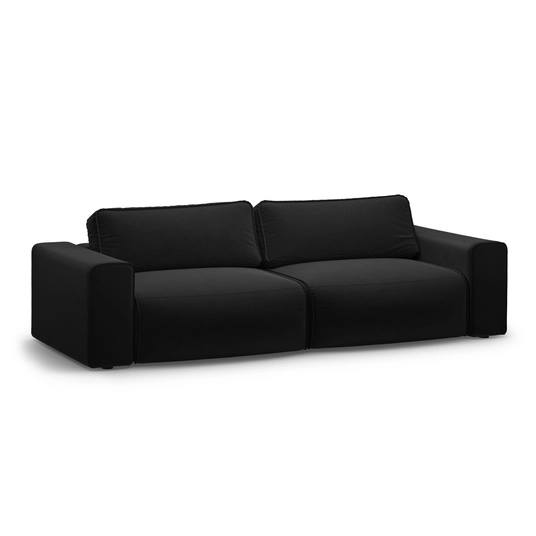 Velvet Sofa With Bed Function And Box, "Victor", 3 Seats, 246x100x83, Black