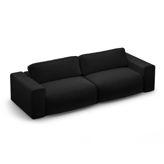 Velvet Sofa With Bed Function And Box, "Victor", 3 Seats, 246x100x83, Black