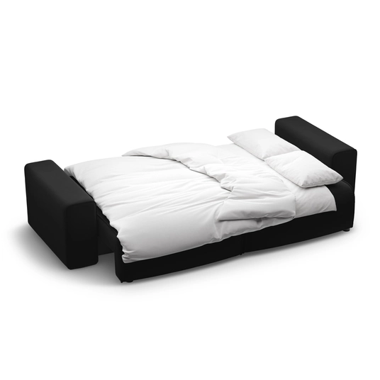 Velvet Sofa With Bed Function And Box, "Victor", 3 Seats, 246x100x83, Black
