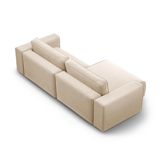 Velvet Left Corner Sofa With Bed Function And Box, "Victor", 3 Seats, 246x148x83, Nude