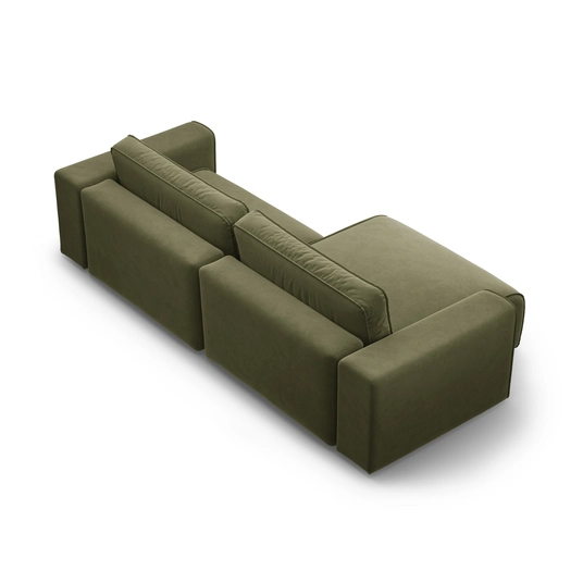 Velvet Left Corner Sofa With Bed Function And Box, "Victor", 3 Seats, 246x148x83, Moss Green Melange