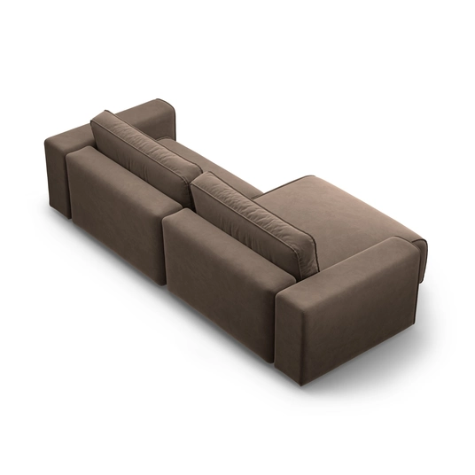 Velvet Left Corner Sofa With Bed Function And Box, "Victor", 3 Seats, 246x148x83, Chocolate
