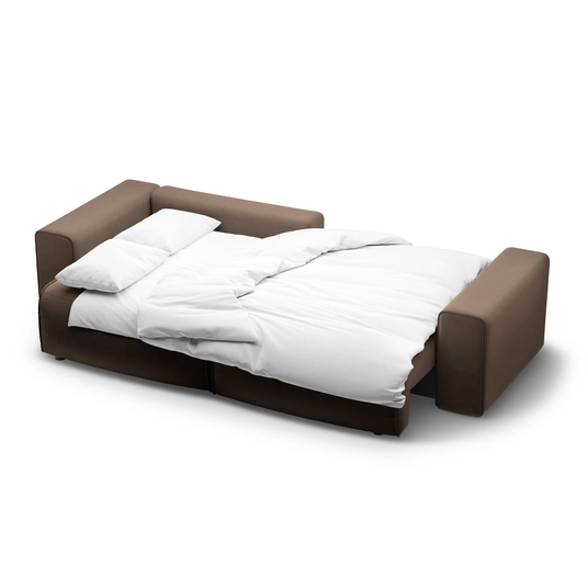 Velvet Left Corner Sofa With Bed Function And Box, "Victor", 3 Seats, 246x148x83, Chocolate