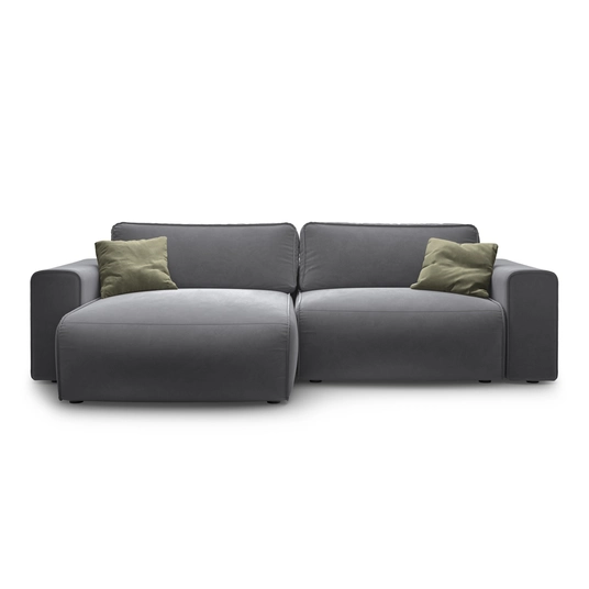 Velvet Left Corner Sofa With Bed Function And Box, "Victor", 3 Seats, 246x148x83, Dark Blue