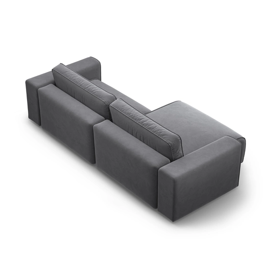 Velvet Left Corner Sofa With Bed Function And Box, "Victor", 3 Seats, 246x148x83, Dark Blue