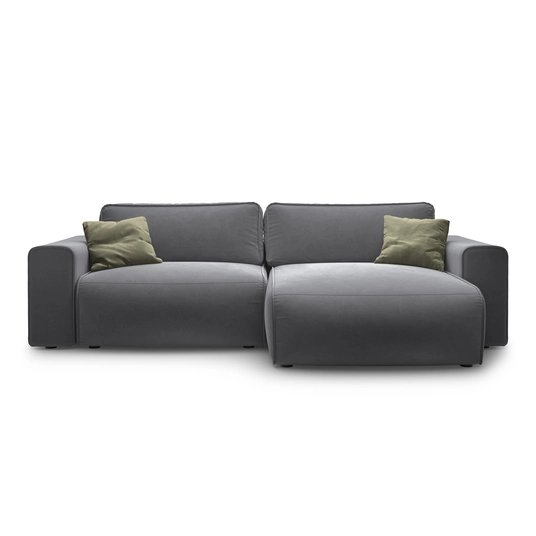 Velvet Right Corner Sofa With Bed Function And Box, "Victor", 3 Seats, 246x148x83, Dark Blue