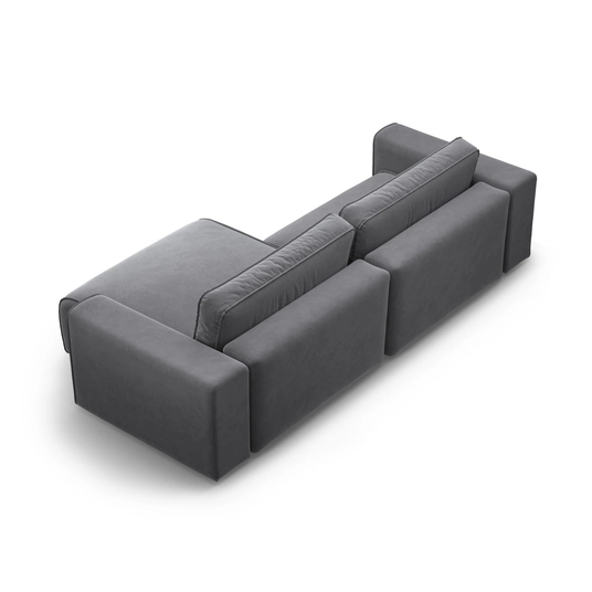Velvet Right Corner Sofa With Bed Function And Box, "Victor", 3 Seats, 246x148x83, Dark Blue