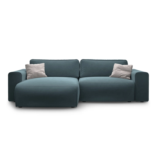 Velvet Left Corner Sofa With Bed Function And Box, "Victor", 3 Seats, 246x148x83, Grey