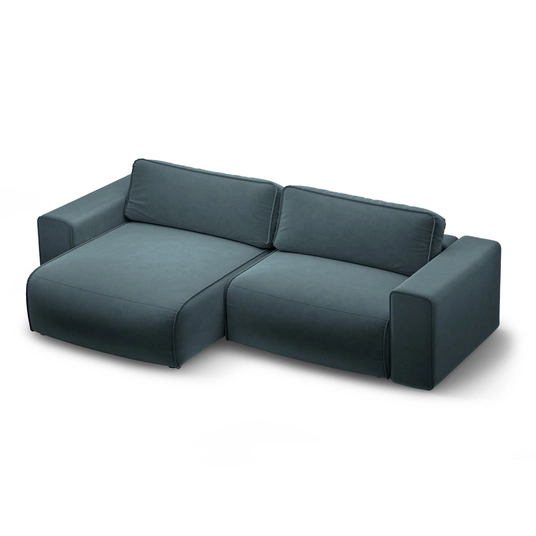 Velvet Left Corner Sofa With Bed Function And Box, "Victor", 3 Seats, 246x148x83, Grey