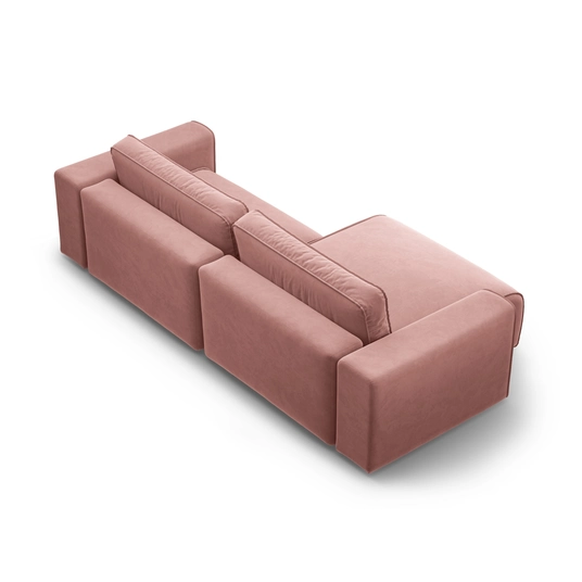 Velvet Left Corner Sofa With Bed Function And Box, "Victor", 3 Seats, 246x148x83, Pink