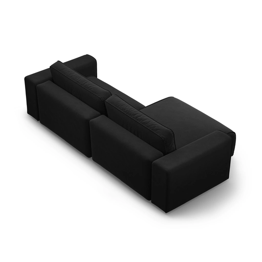 Velvet Left Corner Sofa With Bed Function And Box, "Victor", 3 Seats, 246x148x83, Black