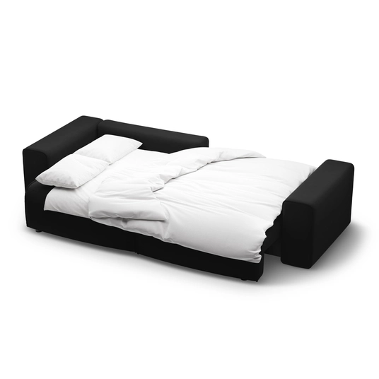 Velvet Left Corner Sofa With Bed Function And Box, "Victor", 3 Seats, 246x148x83, Black