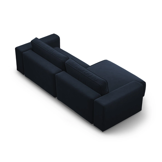 Velvet Left Corner Sofa With Bed Function And Box, "Victor", 3 Seats, 246x148x83, Blue