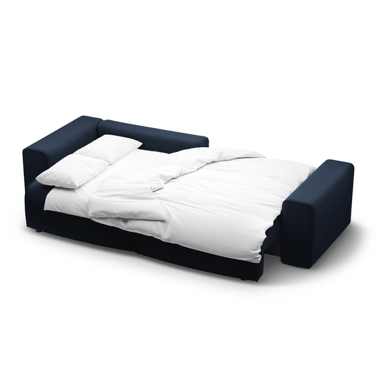 Velvet Left Corner Sofa With Bed Function And Box, "Victor", 3 Seats, 246x148x83, Blue