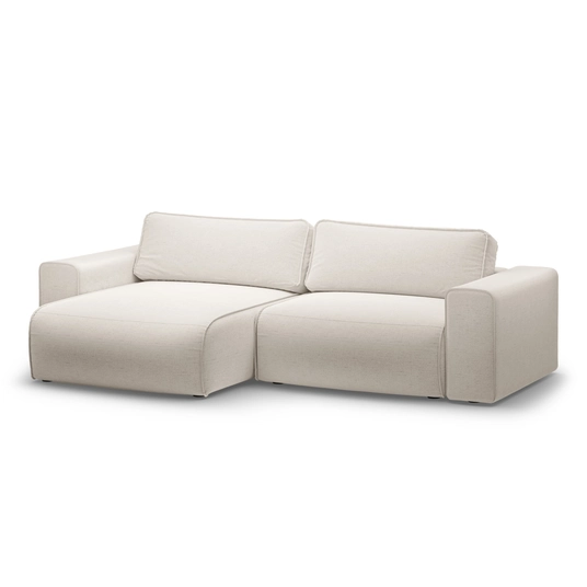 Left Corner Sofa With Bed Function And Box, "Victor", 3 Seats, 246x148x83, Light Beige