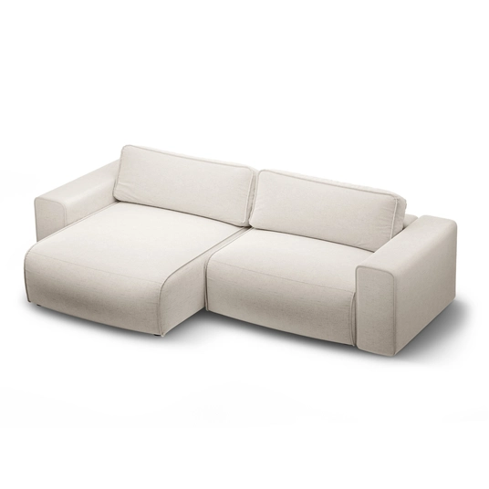 Left Corner Sofa With Bed Function And Box, "Victor", 3 Seats, 246x148x83, Light Beige