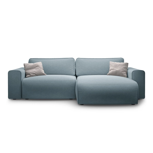 Right Corner Sofa With Bed Function And Box, "Victor", 3 Seats, 246x148x83, Light Blue