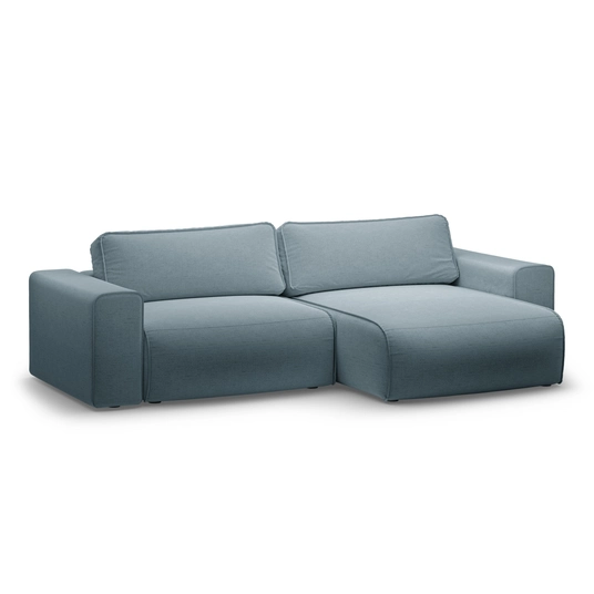 Right Corner Sofa With Bed Function And Box, "Victor", 3 Seats, 246x148x83, Light Blue
