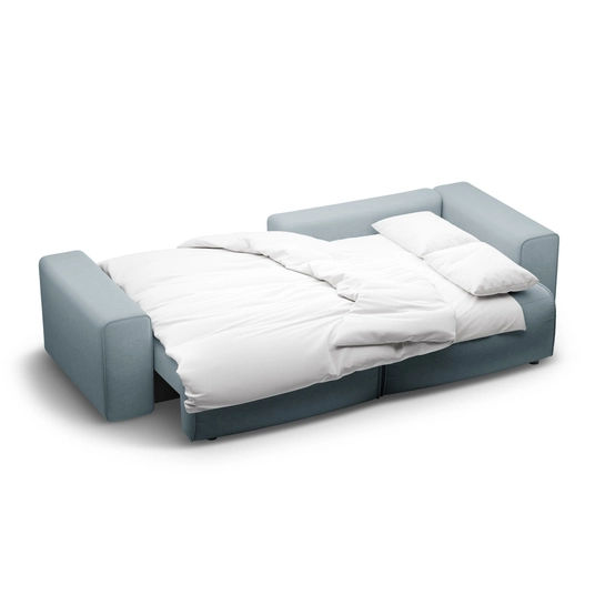 Right Corner Sofa With Bed Function And Box, "Victor", 3 Seats, 246x148x83, Light Blue