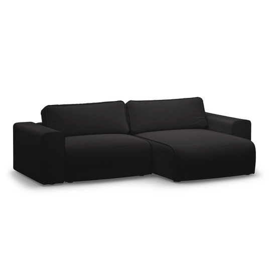 Right Corner Sofa With Bed Function And Box, "Victor", 3 Seats, 246x148x83, Black