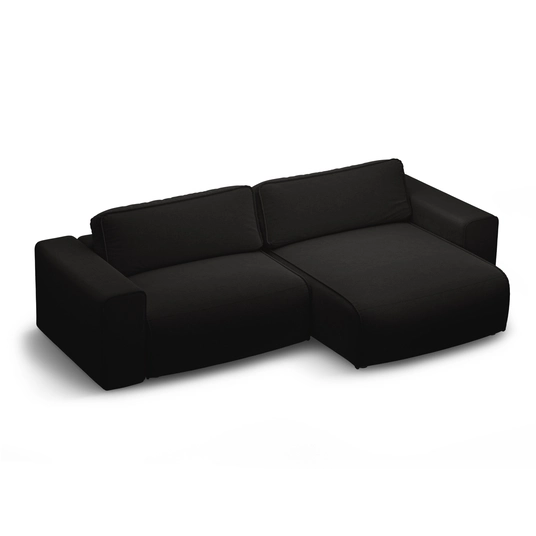 Right Corner Sofa With Bed Function And Box, "Victor", 3 Seats, 246x148x83, Black