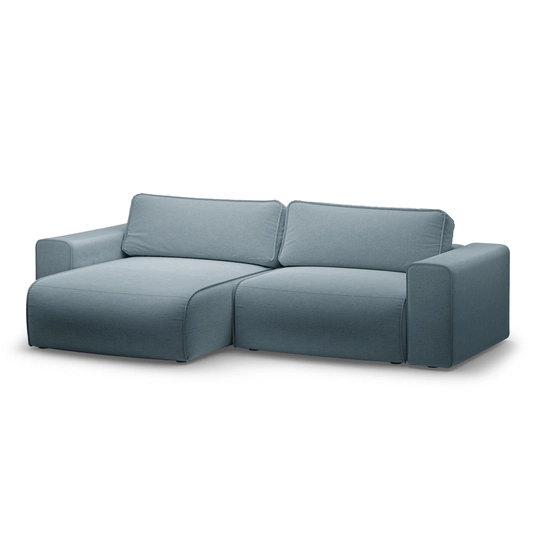 Left Corner Sofa With Bed Function And Box, "Victor", 3 Seats, 246x148x83, Light Blue