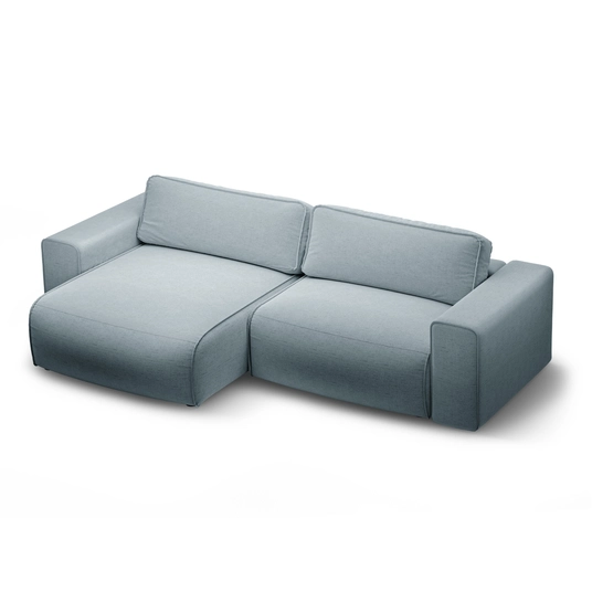 Left Corner Sofa With Bed Function And Box, "Victor", 3 Seats, 246x148x83, Light Blue