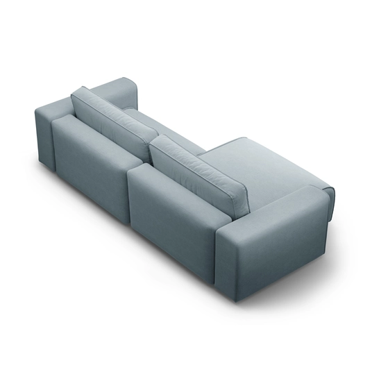 Left Corner Sofa With Bed Function And Box, "Victor", 3 Seats, 246x148x83, Light Blue